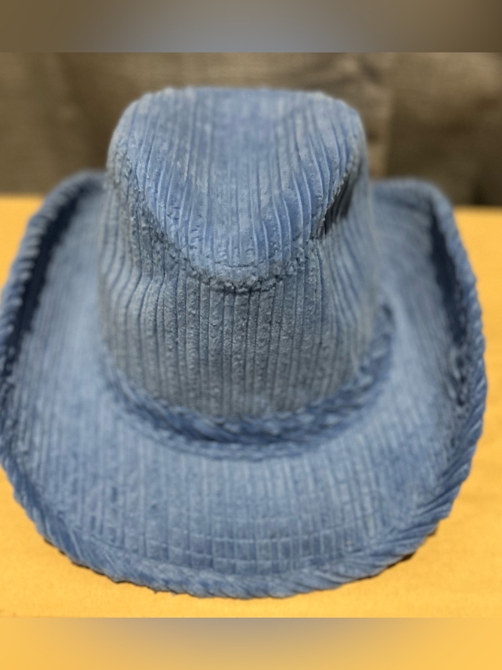 Women's Blue Corduroy Cowboy Hat with Braided Band